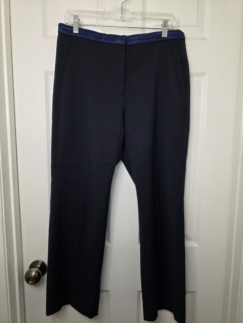 Sandro Black Wool Blend Dress Pants Blue Waist Sz 40 Ankle